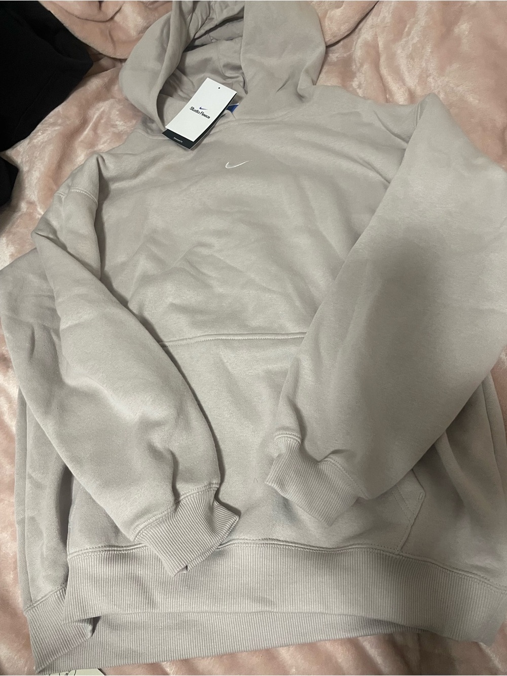 Nike Men’s Light Gray Crewneck Hoodie with Embroidered Swoosh